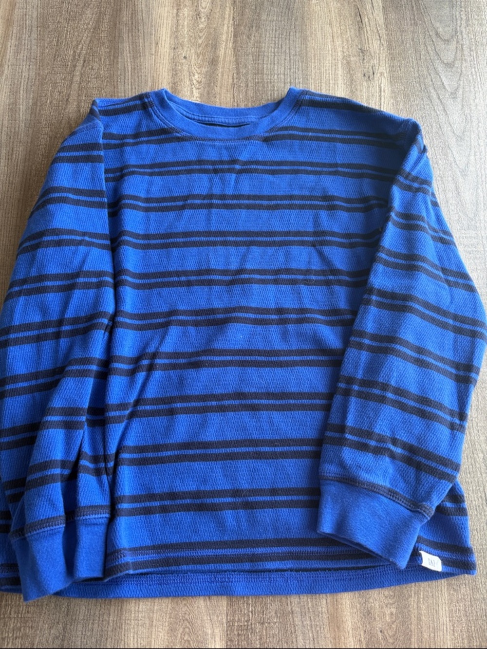 GAP Blue and Black Striped Long-Sleeve Tee